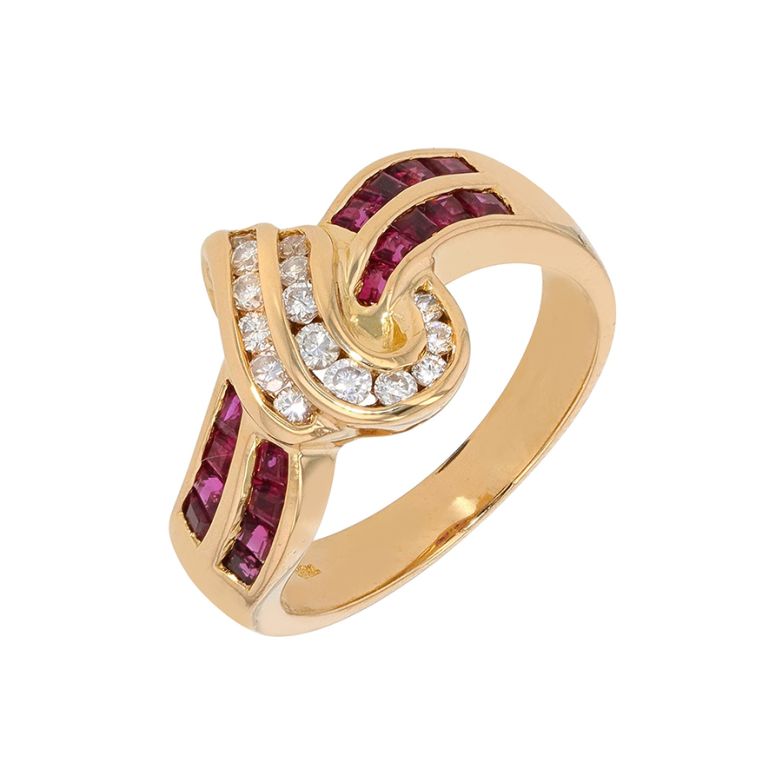 Bague rubis 0.34 carat et diamants 0.40 carat or jaune 6.18g Comme neuf -  reconditionné disponible sur Gemme Les Bijoux